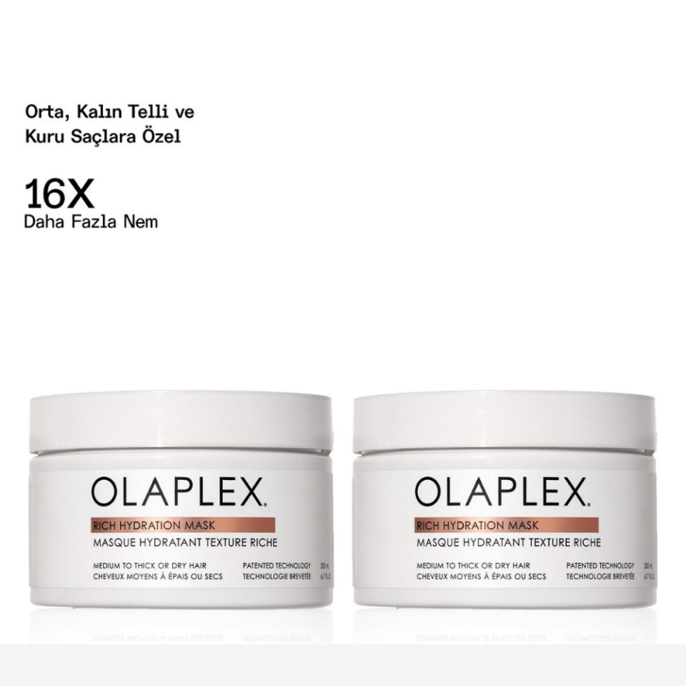 OLAPLEX RICH HYDRATION MASK DUO – Kuru ve Kalın Telli Saçlar İçin Yoğun Nem ve Elektriklenme Karşıtı 2’li Maske Seti