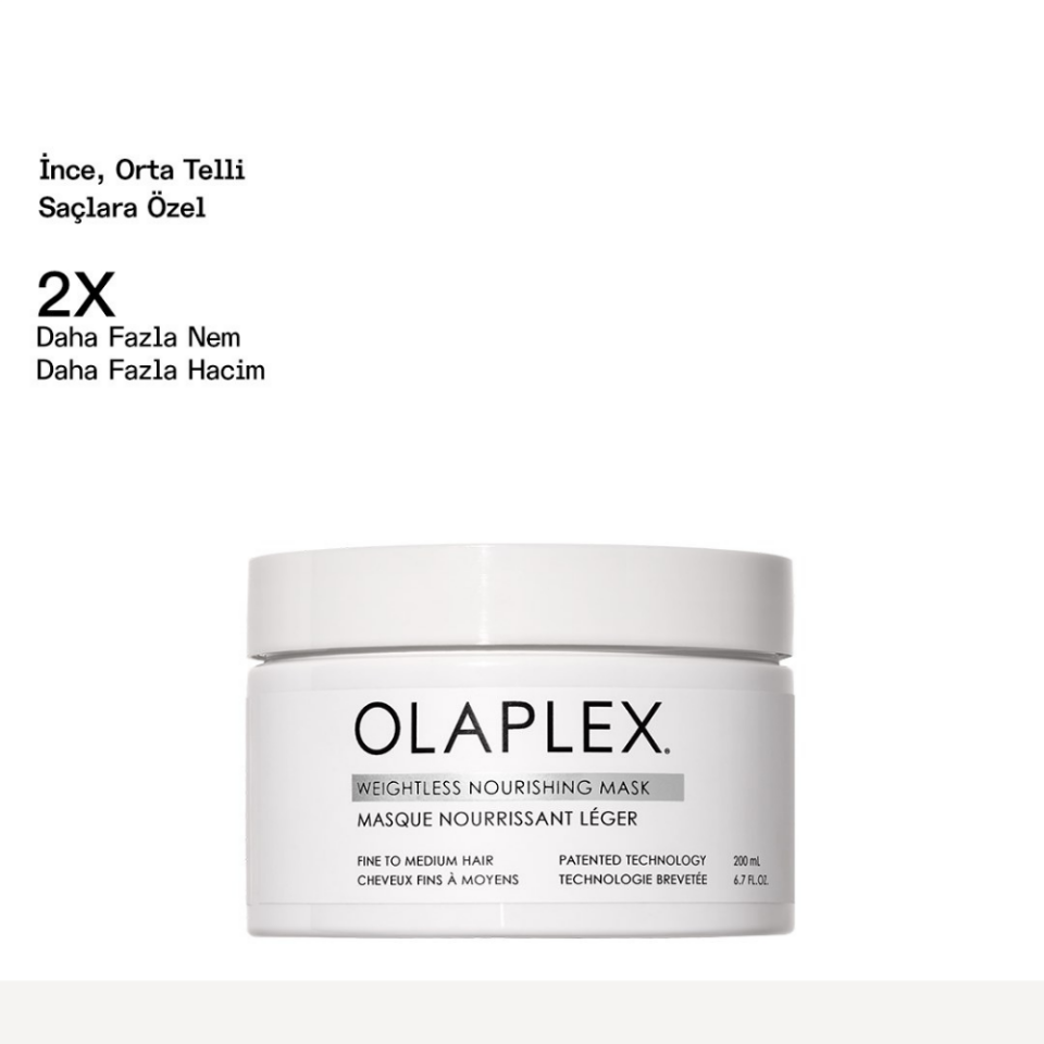 OLAPLEX WEIGHTLESS NOURISHING MASK DUO – İnce ve Orta Telli Saçlar İçin Hacim Veren 2’li Besleyici Maske Seti